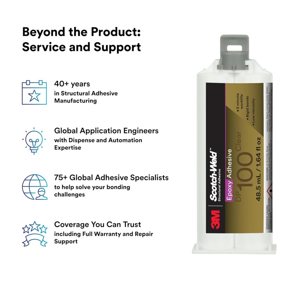 Scotch-Weld Two-Part Epoxy Adhesive, DP100, 1.7 oz, Dou-Pak, Clear, 12Pack