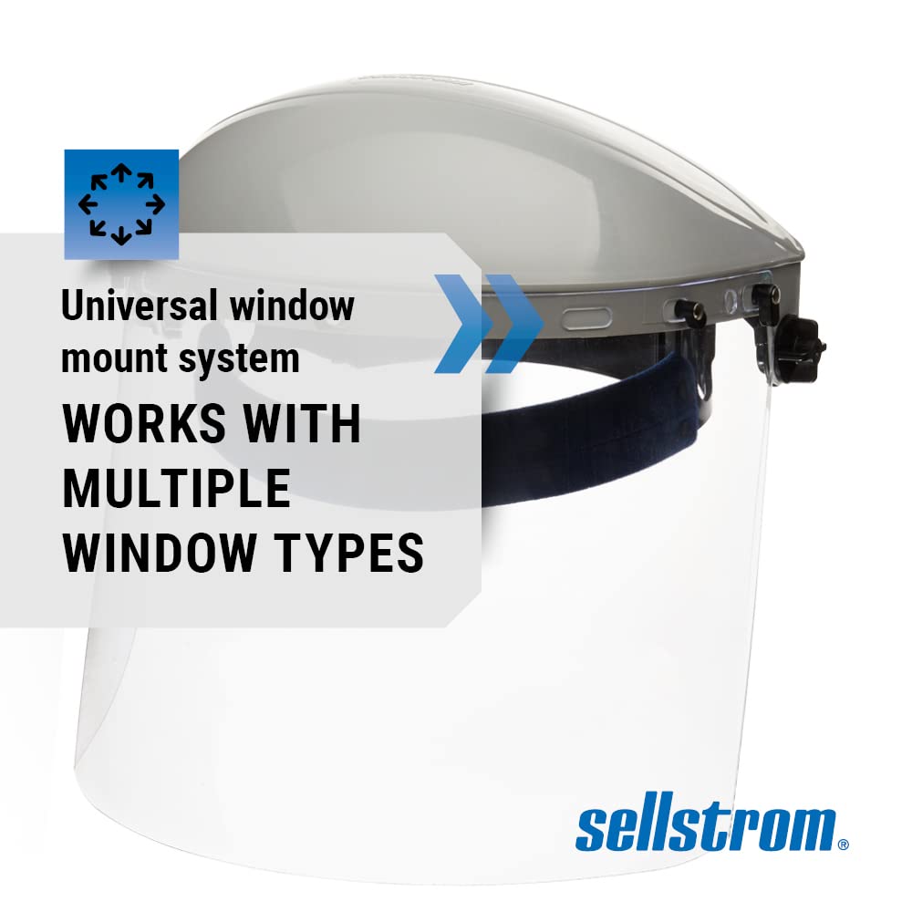 Sellstrom Advantage Face Shield - Lightweight Mask with Crown  Ratchet Headgear, for Work, Grinding, Cutting - ANSI Z87.1 - Clear Uncoated Polycarbonate Window