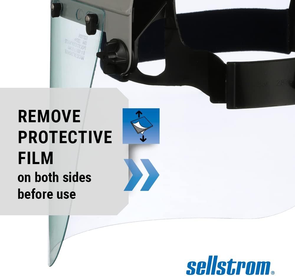 Sellstrom Advantage Face Shield - Lightweight Mask with Crown  Ratchet Headgear, for Work, Grinding, Cutting - ANSI Z87.1 - Clear Uncoated Polycarbonate Window