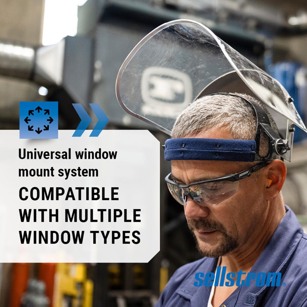 Sellstrom Advantage Face Shield - Lightweight Mask with Crown  Ratchet Headgear, for Work, Grinding, Cutting - ANSI Z87.1 - Clear Uncoated Polycarbonate Window