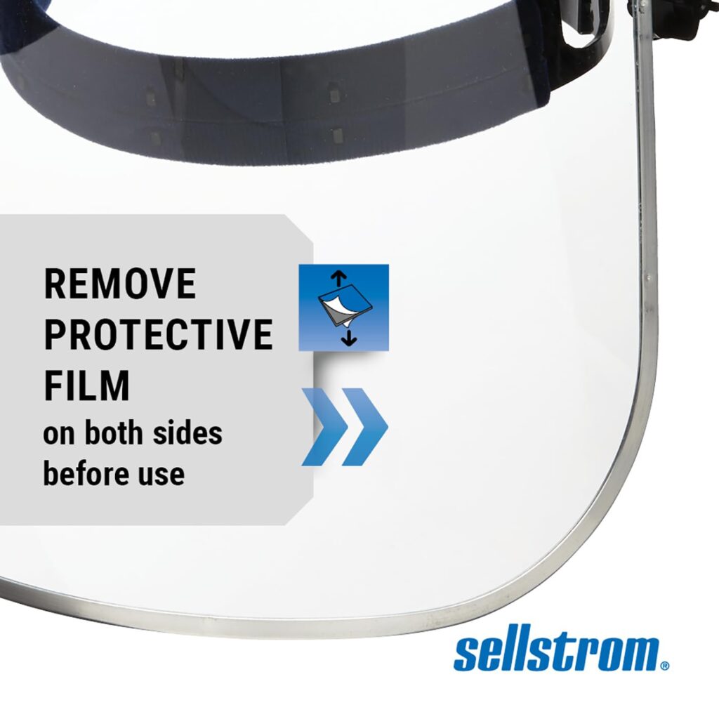 Sellstrom Advantage Face Shield - Lightweight Mask with Crown  Ratchet Headgear, for Work, Grinding, Cutting - ANSI Z87.1 - Clear Uncoated Polycarbonate Window