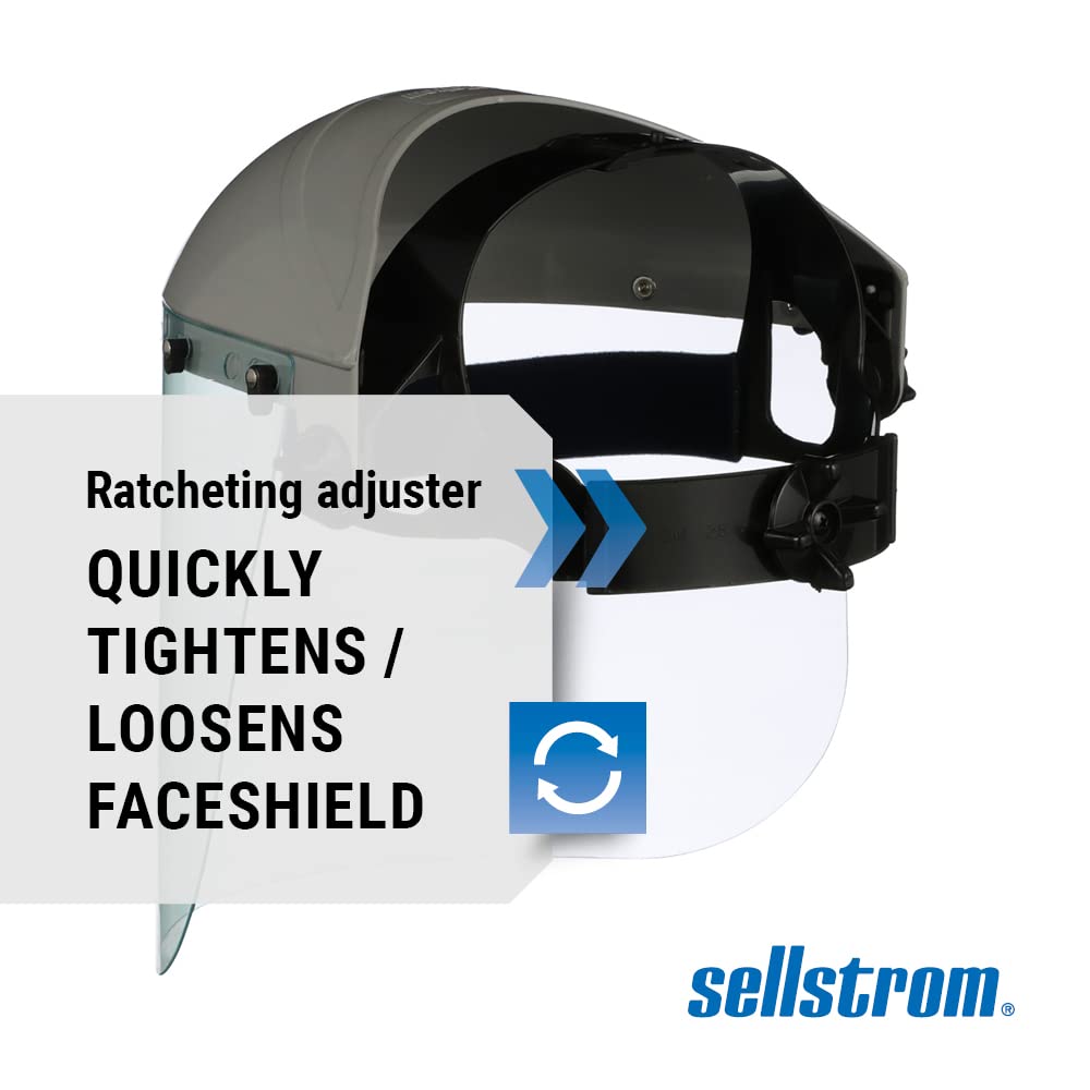Sellstrom Advantage Face Shield - Lightweight Mask with Crown  Ratchet Headgear, for Work, Grinding, Cutting - ANSI Z87.1 - Clear Uncoated Polycarbonate Window