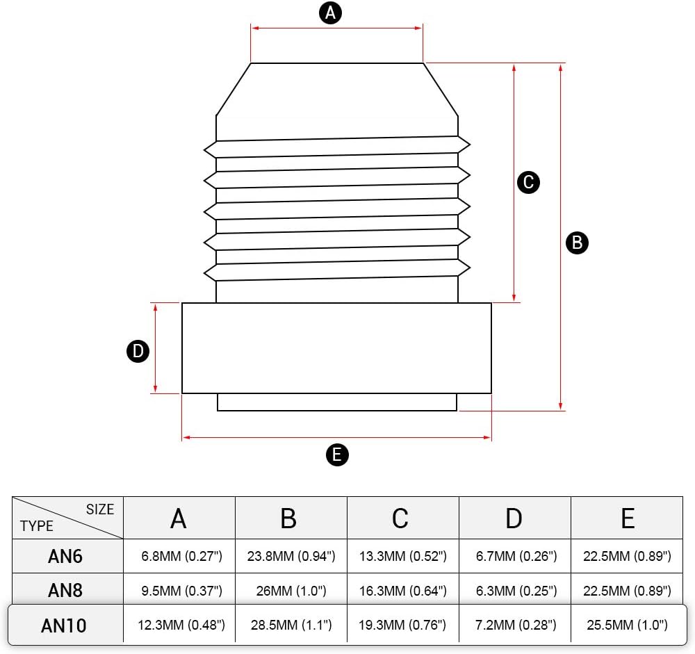 10AN Male Weld On Fitting Bung Hose Adapter Fuel Oil Aluminum Pack Of 4 (AN10)