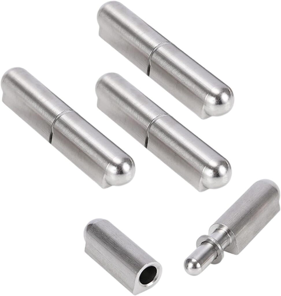 4 Pack 4 Weld On Bullet Hinges, Stainless Steel 304 Weldable Barrel Hinges, Heavy Duty Detachable Gate Door Hinge for Metal Swing Door, Trailer Ramp Gate, Dia 3/8 Pin