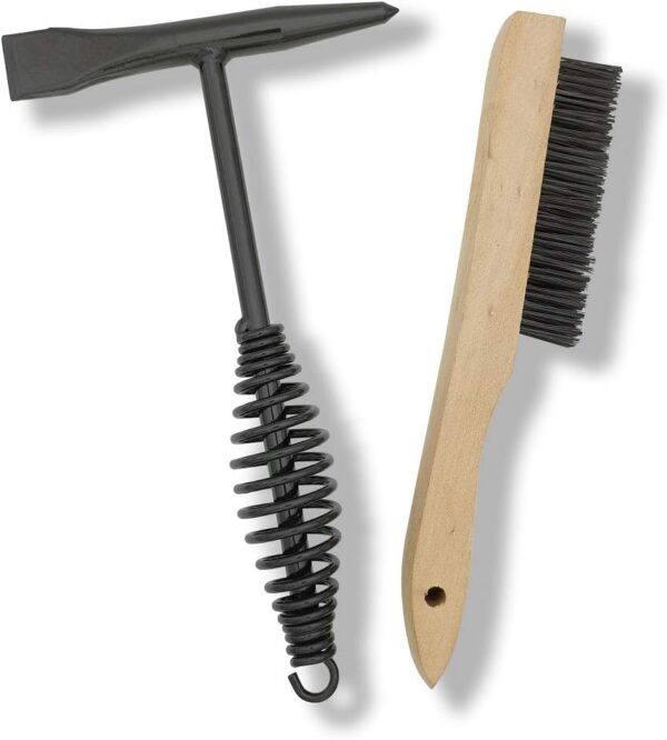 Welding Chipping Hammer with Coil Spring Handle,10.5" Cone and Vertical Chisel,10" Wire Brush