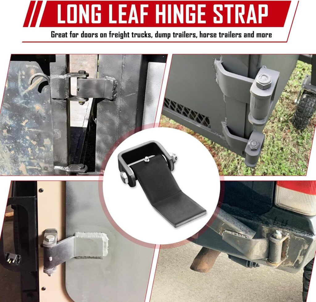 Dump Trailer Hinges Weld on Heavy Duty Greaseable Dump Trailer Door Gate Hinge, Strap Style Long Leaf Hinge, Pack of 4