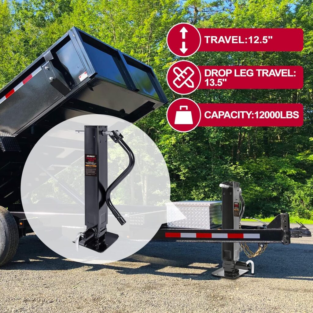 NBJINGYI 12000lbs Heavy-Duty Weld-On Square Tube Trailer Jack with Crank Handle