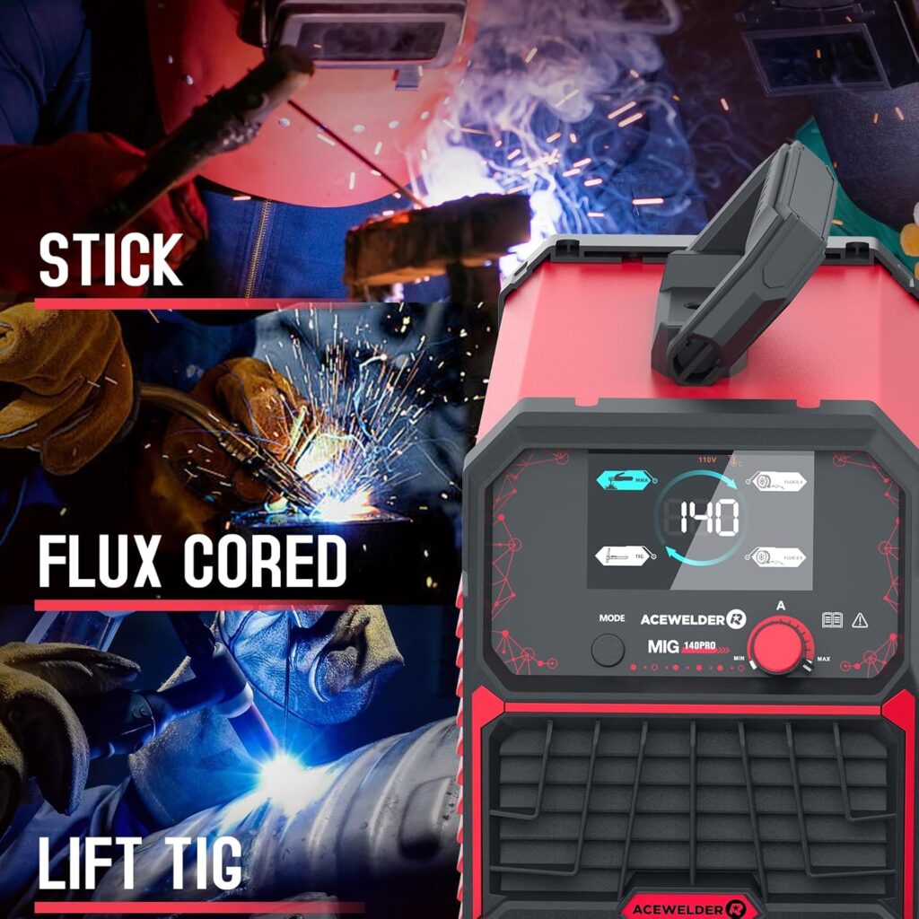 140A Gasless Flux Core MIG Welder/Lift TIG/Stick 3 in 1 Welding Machine 110V Portable IGBT Inverter Synergy Welder Machine 140A Gasless Flux Core MIG Welder/Lift TIG/Stick 3 in 1 Welding Machine 110V Portable IGBT Inverter Synergy Welder Machine