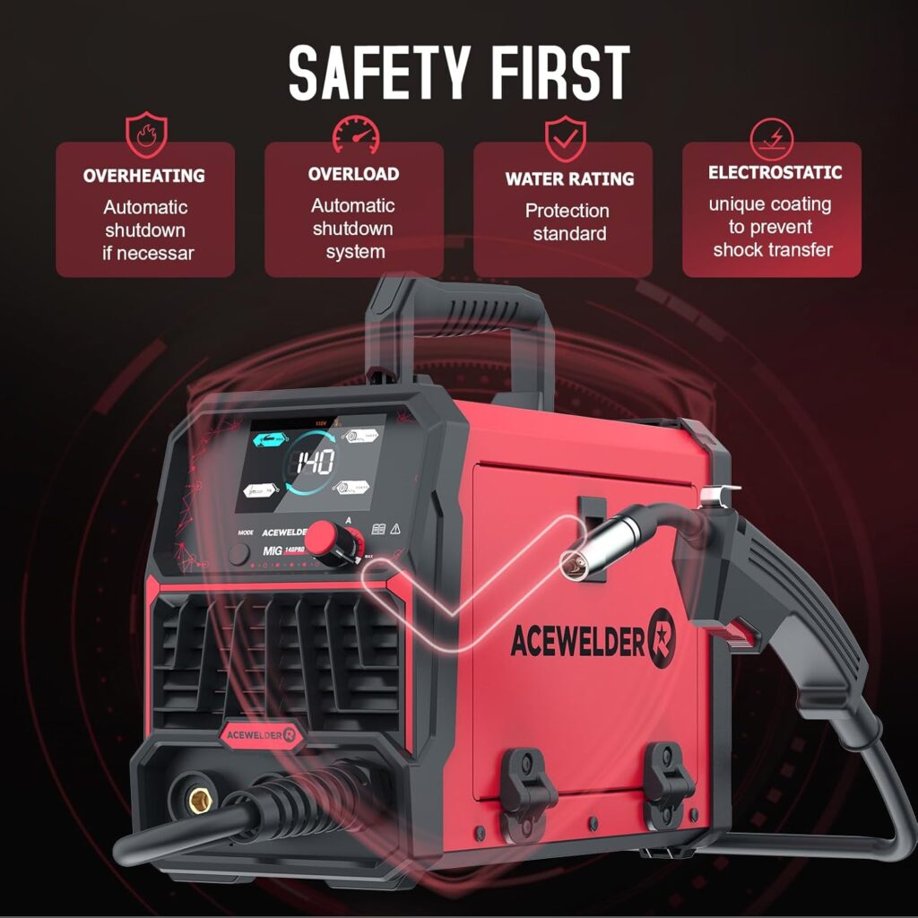 140A Gasless Flux Core MIG Welder/Lift TIG/Stick 3 in 1 Welding Machine 110V Portable IGBT Inverter Synergy Welder Machine 140A Gasless Flux Core MIG Welder/Lift TIG/Stick 3 in 1 Welding Machine 110V Portable IGBT Inverter Synergy Welder Machine