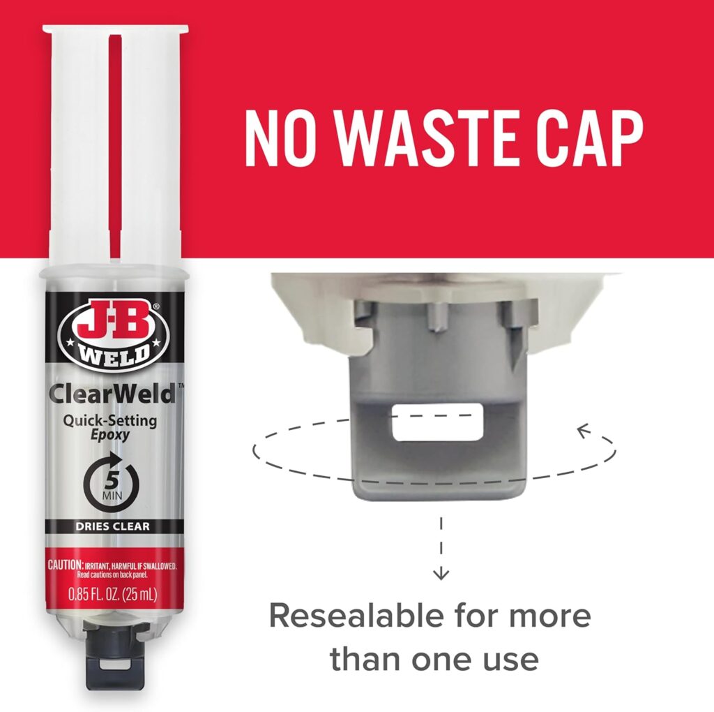 J-B Weld 50112 ClearWeld 5 Minute Set Epoxy Syringe - Clear - 25 ml, 25ml