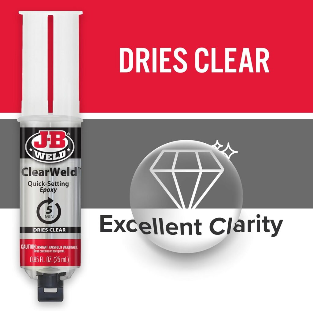 J-B Weld 50112 ClearWeld 5 Minute Set Epoxy Syringe - Clear - 25 ml, 25ml