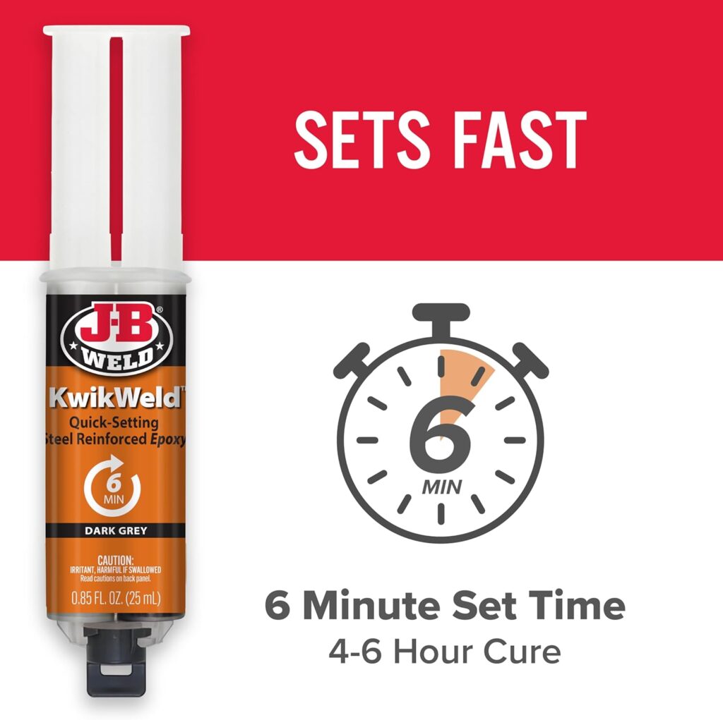 J-B Weld 6 Minute Set Epoxy KwikWeld, High Strength, Waterproof, 2 Pack, Dark Grey, 50176-2