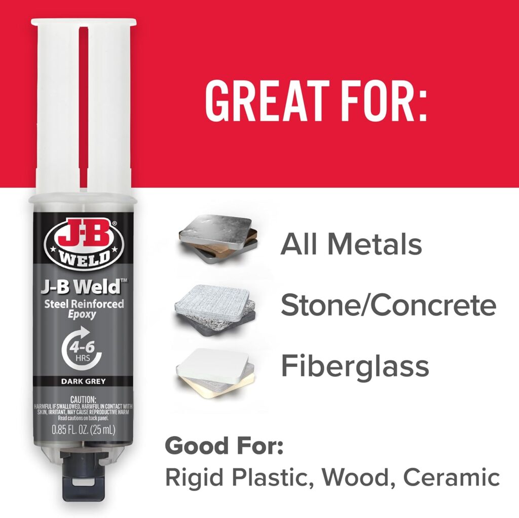 J-B Weld Original Steel Reinforced Epoxy Syringe, High Strength, 2 Pack, Dark Grey, 50165-2