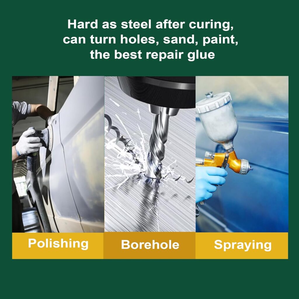 Metal Glue Heavy Duty Waterproof, Metal to Metals Adhesive, Liquid Weld, Welding Glue, Cold Weld, Exhaust Repair kit, Weld Stainless Steel, Iron, Aluminum, Fiberglass, Plastic, 1.76 oz