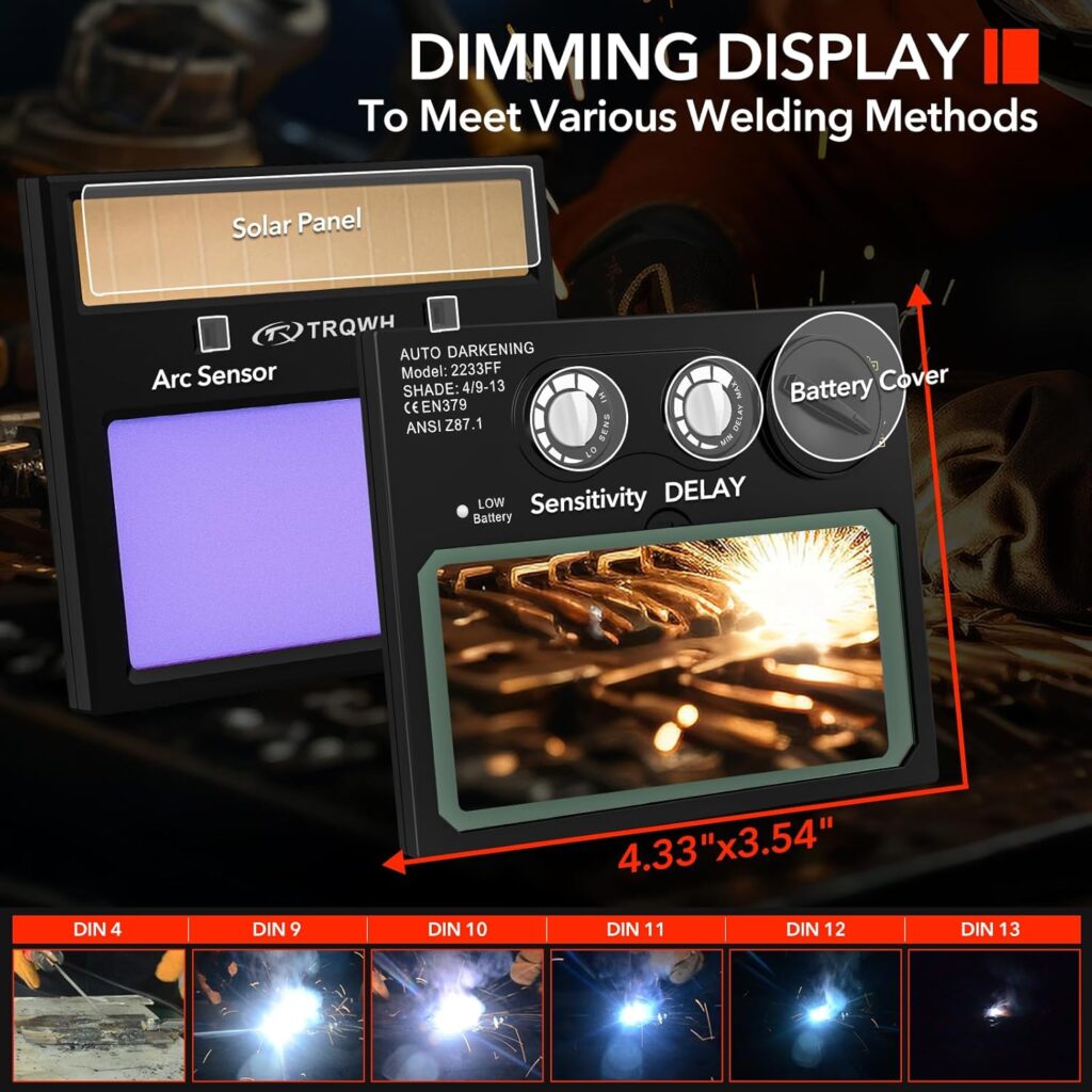 Welding Hood Auto Darkening Welding Helmet with Light True Color 1/1/1/2 Top Optical Clarity Wide Shade 9-13 Welding Mask with Grinding Weld Helmet (KTS-JD03) Welding Hood Auto Darkening Welding Helmet with Light True Color 1/1/1/2 Top Optical Clarity Wide Shade 9-13 Welding Mask with Grinding Weld Helmet (KTS-JD03)