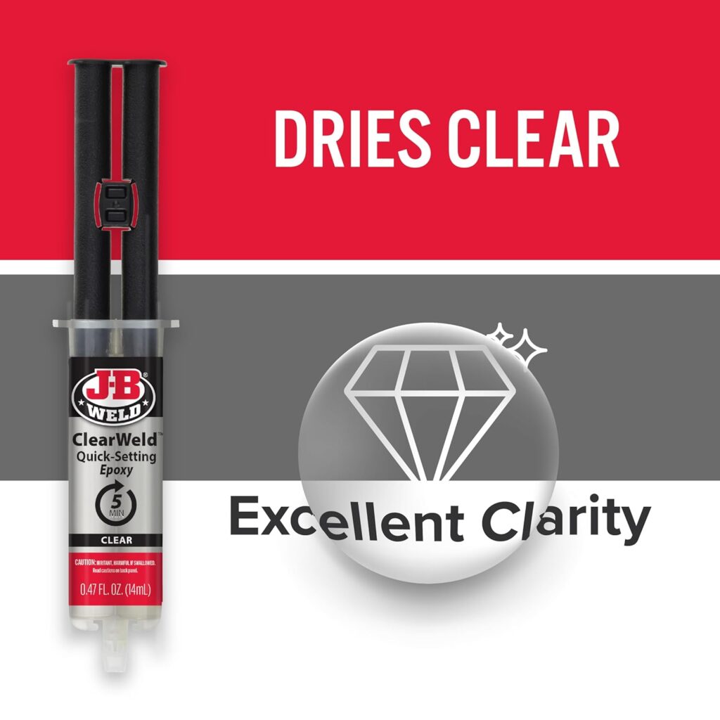J-B Weld ClearWeld 5 Minute Epoxy, Clear, 14ml w/Static Mixer, (50114H) J-B Weld ClearWeld 5 Minute Epoxy, Clear, 14ml w/Static Mixer, (50114H)