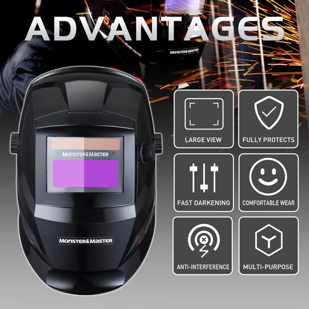 Monster Master Auto Darkening Welding Helmet for Men, Solar True Color Welding Hood Auto Darkening, 003 Monster Master Auto Darkening Welding Helmet for Men, Solar True Color Welding Hood Auto Darkening, 003
