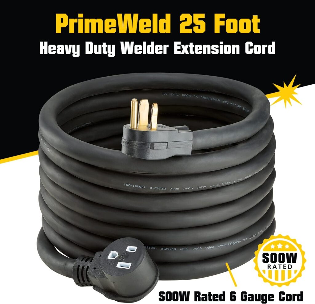 PrimeWeld Welder Extension Cord, SOOW Rated, 50 amp, 250v NEMA 6-50 Heavy Duty Welding Cable, 6 Gauge, (50ft) PrimeWeld Welder Extension Cord, SOOW Rated, 50 amp, 250v NEMA 6-50 Heavy Duty Welding Cable, 6 Gauge, (50ft)