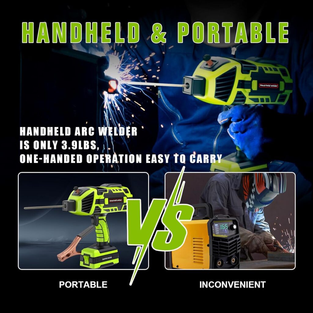 TRQWH Portable Welding Machine 110V ARC Handheld Welder IGBT Inverter Welding Gun Stick Welder 5 Variable Current Adjustment Hand Held Welder Machine, Fit for 1/16-1/8 Welding Rods (Green) TRQWH Portable Welding Machine 110V ARC Handheld Welder IGBT Inverter Welding Gun Stick Welder 5 Variable Current Adjustment Hand Held Welder Machine, Fit for 1/16-1/8 Welding Rods (Green)