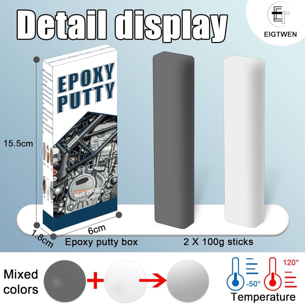 Epoxy Putty, 200g Epoxy Filler, 2 Part Epoxy Metal Putty, Plastic, Glass, Ceramic Sink Crack Repair for Fast Repair and Bonding, Heat Resistant Waterproof (Grey) Epoxy Putty, 200g Epoxy Filler, 2 Part Epoxy Metal Putty, Plastic, Glass, Ceramic Sink Crack Repair for Fast Repair and Bonding, Heat Resistant Waterproof (Grey)