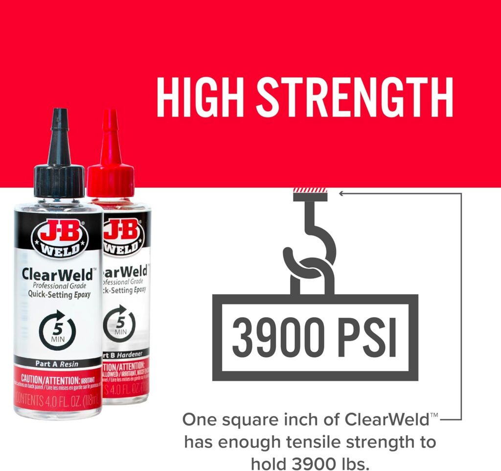 J-B Weld Pro Size ClearWeld 5 Minute Set Epoxy J-B Weld Pro Size ClearWeld 5 Minute Set Epoxy
