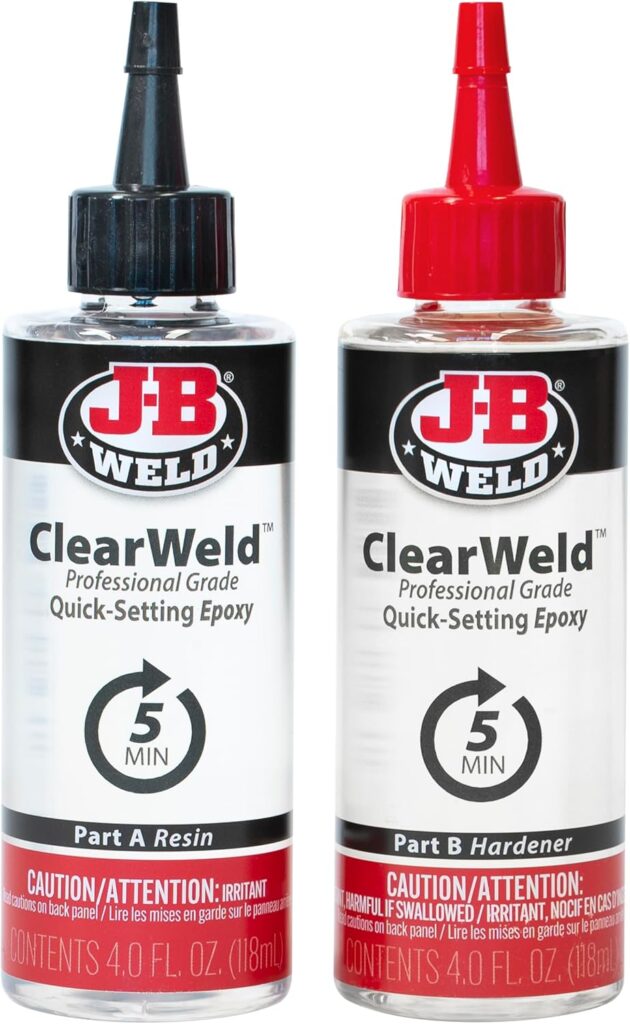 J-B Weld Pro Size ClearWeld 5 Minute Set Epoxy J-B Weld Pro Size ClearWeld 5 Minute Set Epoxy