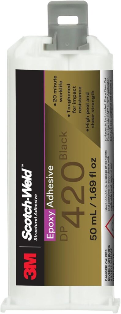 3M Scotch-Weld Epoxy Adhesive DP420, Black, Two-Part Epoxy Structural Adhesive, High Impact and Fatigue Resistant, Maintains Bond Strength, 50 mL (1.69 fl oz) Duo-Pak 3M Scotch-Weld Epoxy Adhesive DP420, Black, Two-Part Epoxy Structural Adhesive, High Impact and Fatigue Resistant, Maintains Bond Strength, 50 mL (1.69 fl oz) Duo-Pak