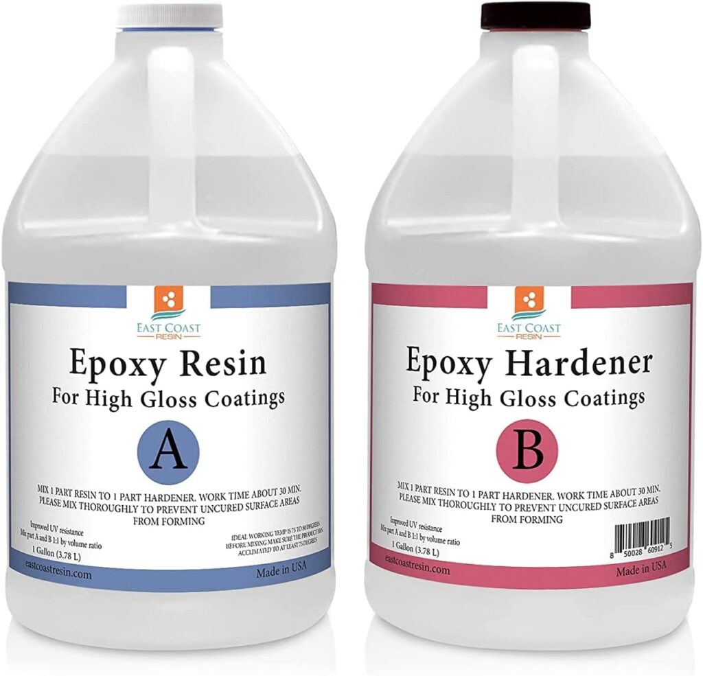 Epoxy Resin 2 Gallon Kit | 1:1 Resin and Hardener for High Gloss Coatings | for Bars, Table Tops, Flooring, Art, Bonding, Filling, Casting | Safe for Wood, Metal, Stone, Fiberglass More! Epoxy Resin 2 Gallon Kit | 1:1 Resin and Hardener for High Gloss Coatings | for Bars, Table Tops, Flooring, Art, Bonding, Filling, Casting | Safe for Wood, Metal, Stone, Fiberglass More!