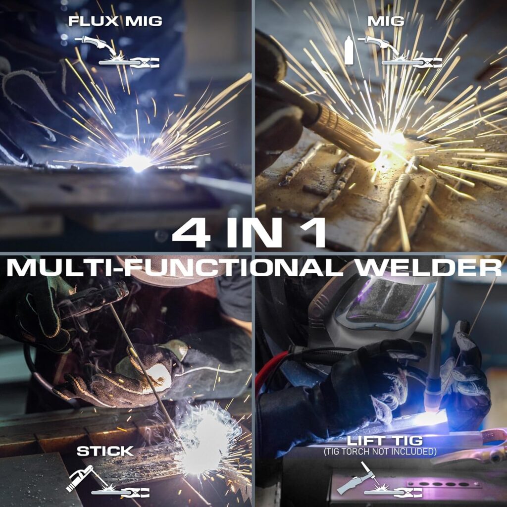 MIG Welder, 180A 110V/220V Gas MIG/Gasless MIG/Lift TIG/Stick 4 in 1 MIG Welding Machine, MIG with IGBT Inverter Synergic Control, Digital Screen Display and Over Loading Protection MIG Welder, 180A 110V/220V Gas MIG/Gasless MIG/Lift TIG/Stick 4 in 1 MIG Welding Machine, MIG with IGBT Inverter Synergic Control, Digital Screen Display and Over Loading Protection