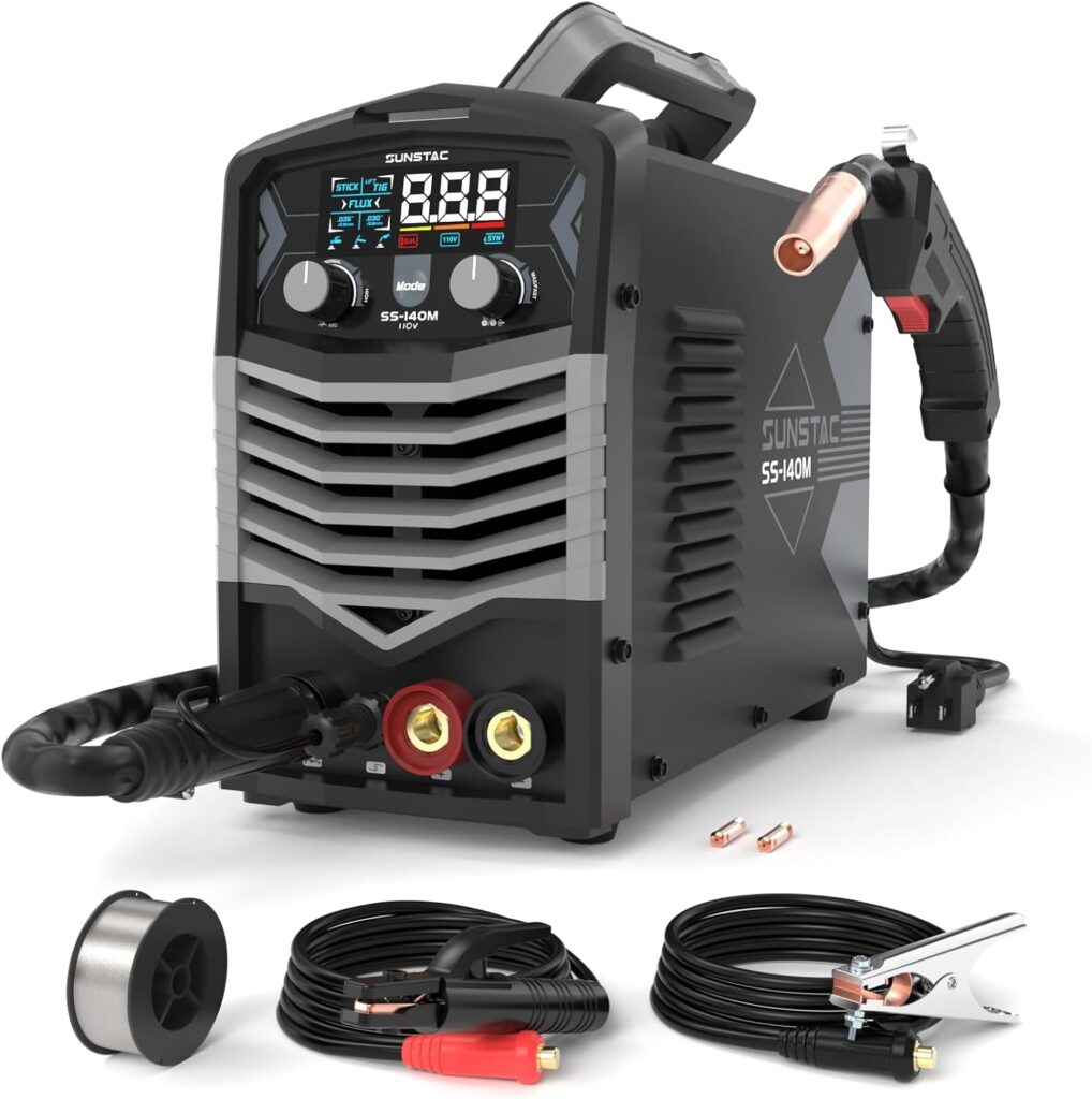 MIG Welder, 180A 110V/220V Gas MIG/Gasless MIG/Lift TIG/Stick 4 in 1 MIG Welding Machine, MIG with IGBT Inverter Synergic Control, Digital Screen Display and Over Loading Protection MIG Welder, 180A 110V/220V Gas MIG/Gasless MIG/Lift TIG/Stick 4 in 1 MIG Welding Machine, MIG with IGBT Inverter Synergic Control, Digital Screen Display and Over Loading Protection