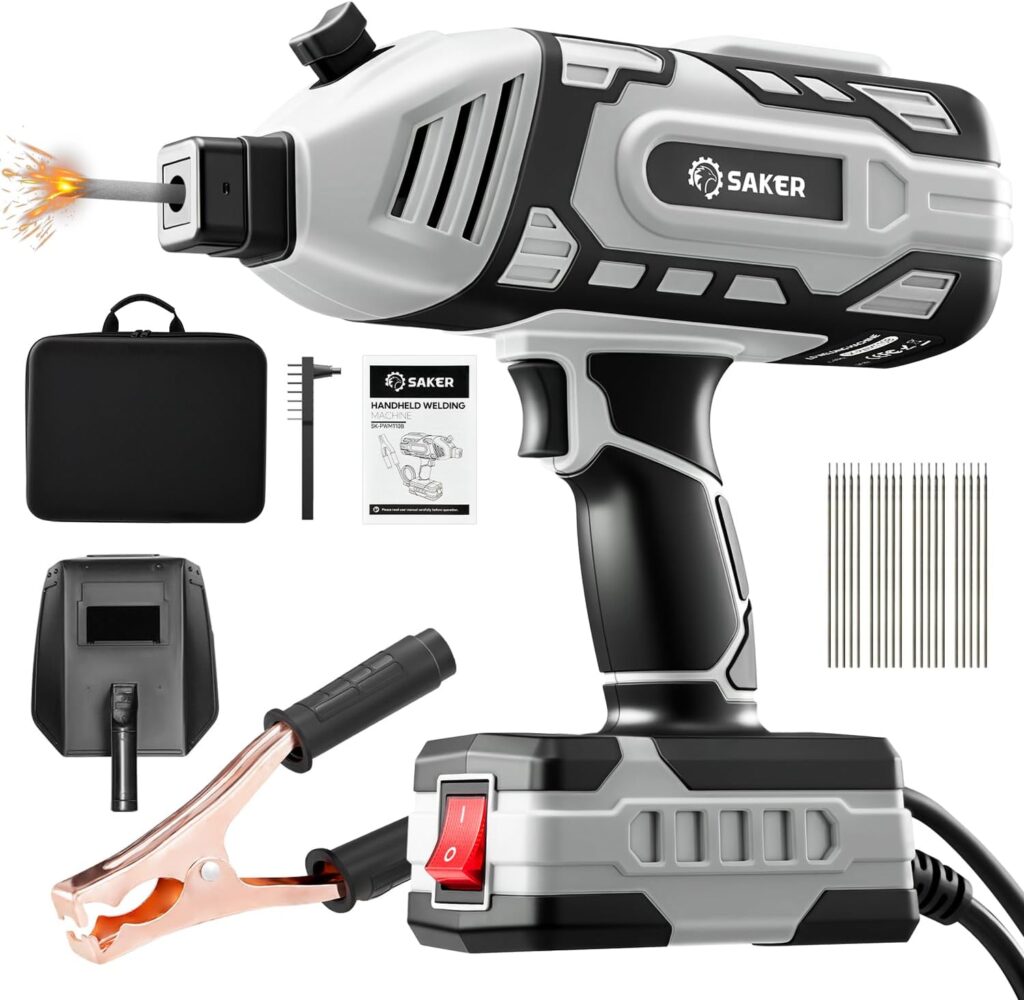 Saker Portable Electric Welding Machine,110V Portable Welder Handheld with IGBT Inverter 5 Variable Current Adjustment, ARC Welder Gun, Fits for 3/32 Wire Rods (Grey) Saker Portable Electric Welding Machine,110V Portable Welder Handheld with IGBT Inverter 5 Variable Current Adjustment, ARC Welder Gun, Fits for 3/32 Wire Rods (Grey)