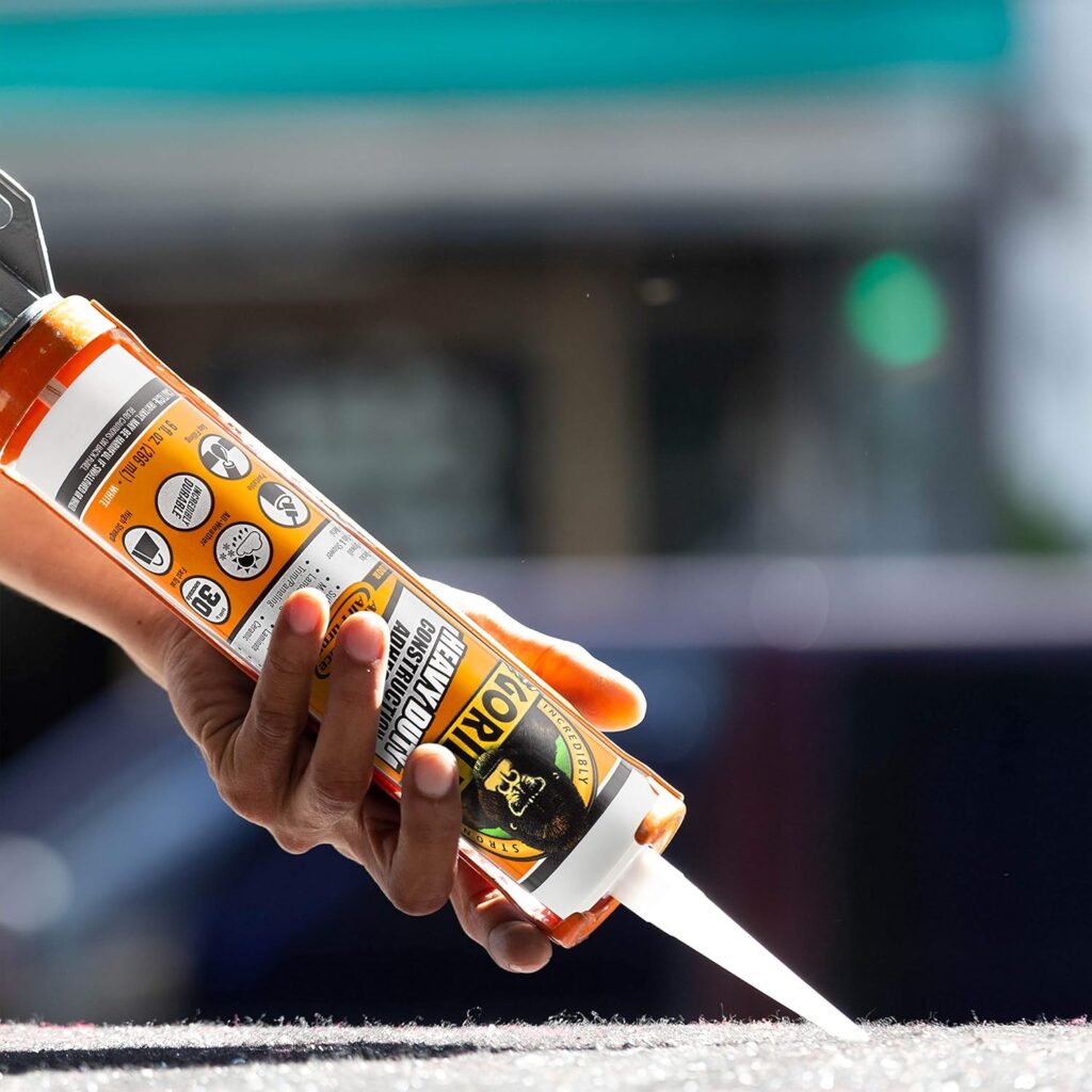 Gorilla Heavy Duty Construction Adhesive, White Glue, Ounce Cartridge (Pack of 1) - Gap Filling and Waterproof Gorilla Heavy Duty Construction Adhesive, White Glue, Ounce Cartridge (Pack of 1) - Gap Filling and Waterproof