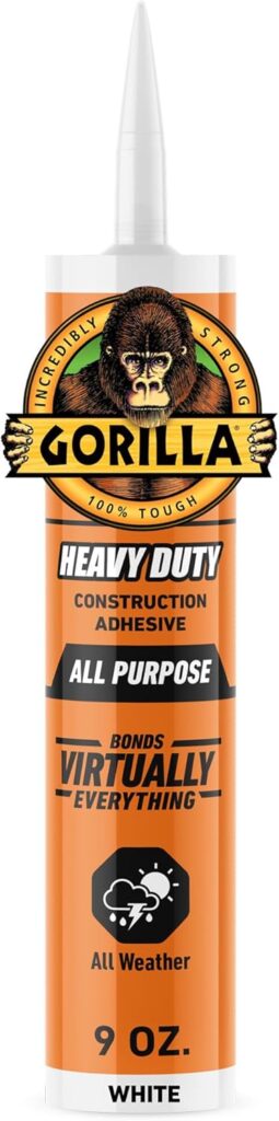 Gorilla Heavy Duty Construction Adhesive, White Glue, Ounce Cartridge (Pack of 1) - Gap Filling and Waterproof Gorilla Heavy Duty Construction Adhesive, White Glue, Ounce Cartridge (Pack of 1) - Gap Filling and Waterproof