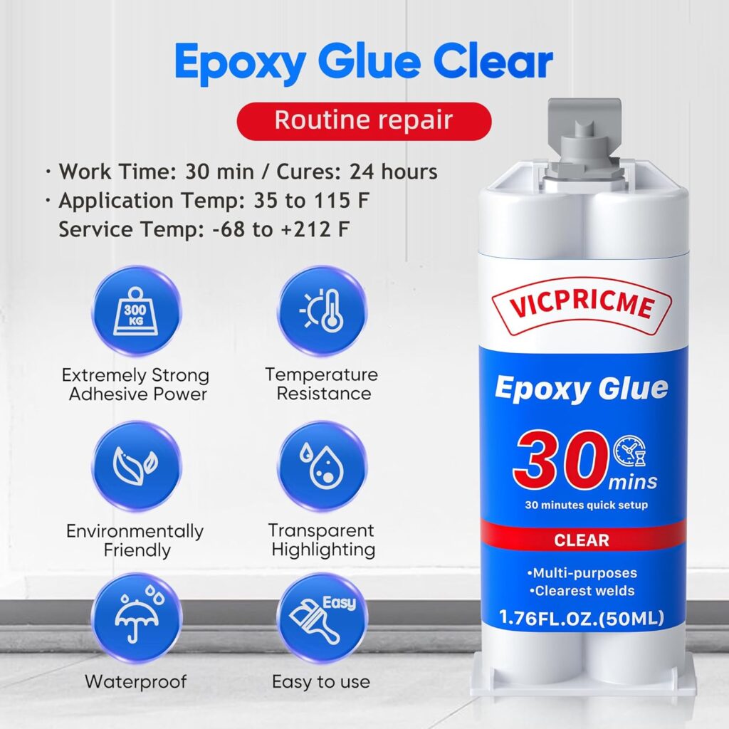 Plastic Glue, Clear Epoxy Glue Ideal for Repairing Plastic, Metal, Ceramics, Wood, Fishing rods, Golf Clubs, and More 30-Minute Fast Setting Optimal Cold Welding Bonding (1) Plastic Glue, Clear Epoxy Glue Ideal for Repairing Plastic, Metal, Ceramics, Wood, Fishing rods, Golf Clubs, and More 30-Minute Fast Setting Optimal Cold Welding Bonding (1)