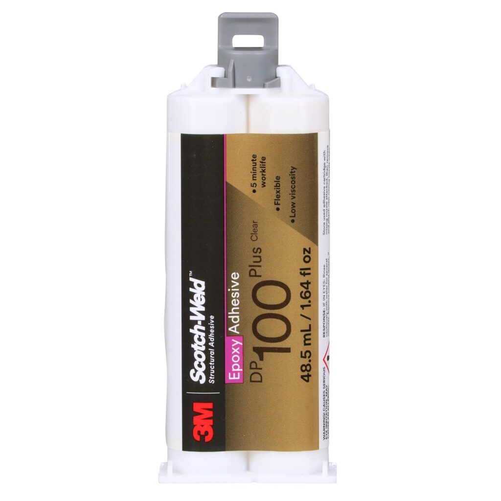 3M Scotch-Weld Epoxy Adhesive DP100 Plus, Clear, Professional Grade, Fast Handling and Cure, 48.5 mL (1.64 fl oz) Duo-Pak 3M Scotch-Weld Epoxy Adhesive DP100 Plus, Clear, Professional Grade, Fast Handling and Cure, 48.5 mL (1.64 fl oz) Duo-Pak