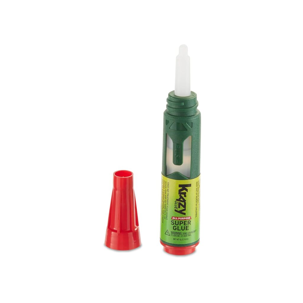 Krazy Glue All Purpose Precision Control Superglue Pen (4g), Clear, Fast-Drying Adhesive, One-Drop Applicator for Plastic, Ceramic, Wood, Rubber, Metal, Leather More Krazy Glue All Purpose Precision Control Superglue Pen (4g), Clear, Fast-Drying Adhesive, One-Drop Applicator for Plastic, Ceramic, Wood, Rubber, Metal, Leather More