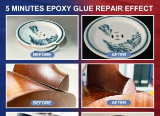 5 Minute Epoxy Glue 8.45fl oz, Tough Durable Clear Epoxi Adhesives Fast Repair, 2 Part Epoxy Glue Quick Cure Clear for Metal, Wood, Plastic, Glass, Cerami