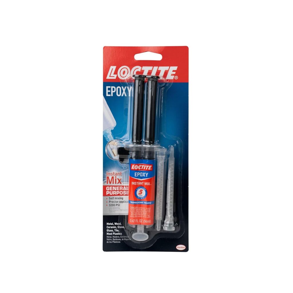 Loctite Epoxy Instant Mix, Translucent Yellow, 0.47 fl. oz. Syringe, Pack - Minute Set, Strong Bonding Part Epoxy Loctite Epoxy Instant Mix, Translucent Yellow, 0.47 fl. oz. Syringe, Pack - Minute Set, Strong Bonding Part Epoxy