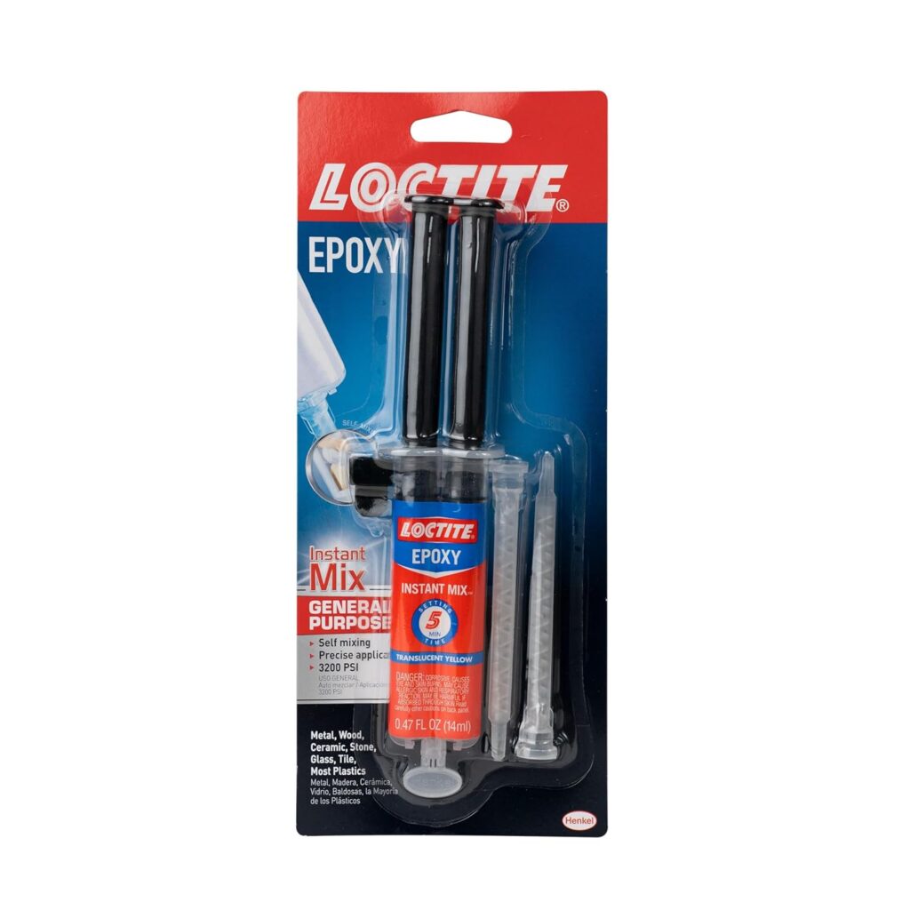 Loctite Epoxy Instant Mix, Translucent Yellow, 0.47 fl. oz. Syringe, Pack - Minute Set, Strong Bonding Part Epoxy Loctite Epoxy Instant Mix, Translucent Yellow, 0.47 fl. oz. Syringe, Pack - Minute Set, Strong Bonding Part Epoxy