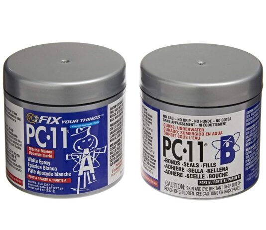 PC-Products PC-11 Epoxy Adhesive Paste, Two-Part Marine Grade, 1/2lb in Two Cans, Off White 80115